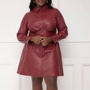Eloquii Elements Burgundy Faux Leather Dress